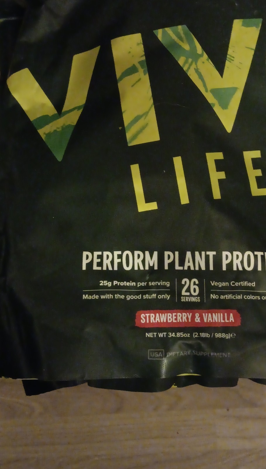 Vivo Life Plant Protein Strawberry & Vanilla Vegan Certified 34.85oz Powder