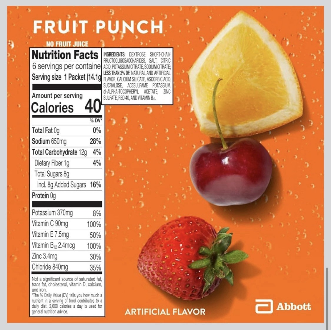 36 Pedialyte with Immune Support On-The-Go Electrolytes Fruit Punch 100% B12 + C