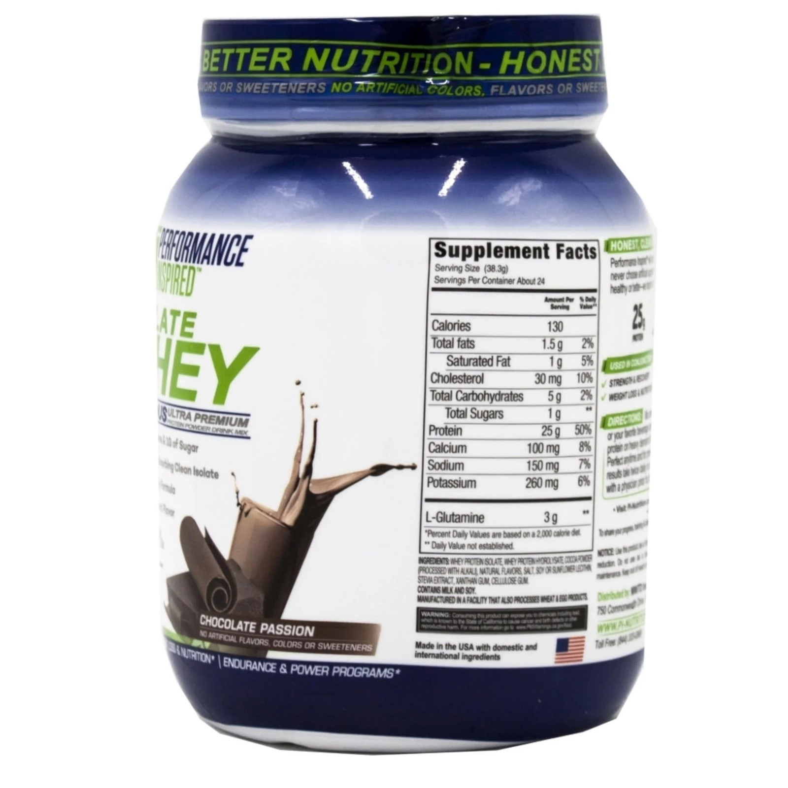 Nutrition – Isolate Whey Protein Powder – All Natural – 25G – L-Glutamine – Cont