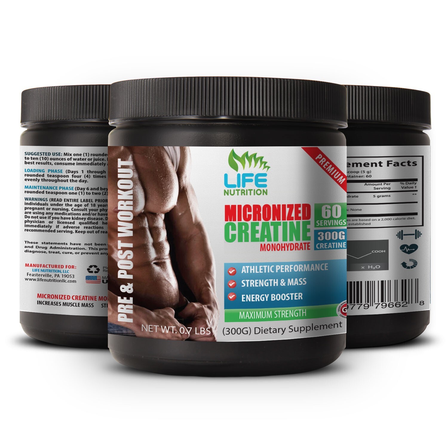 bodybuilding MICRONIZED CREATINE 300G 60 SERVINGS increase endurance 3C