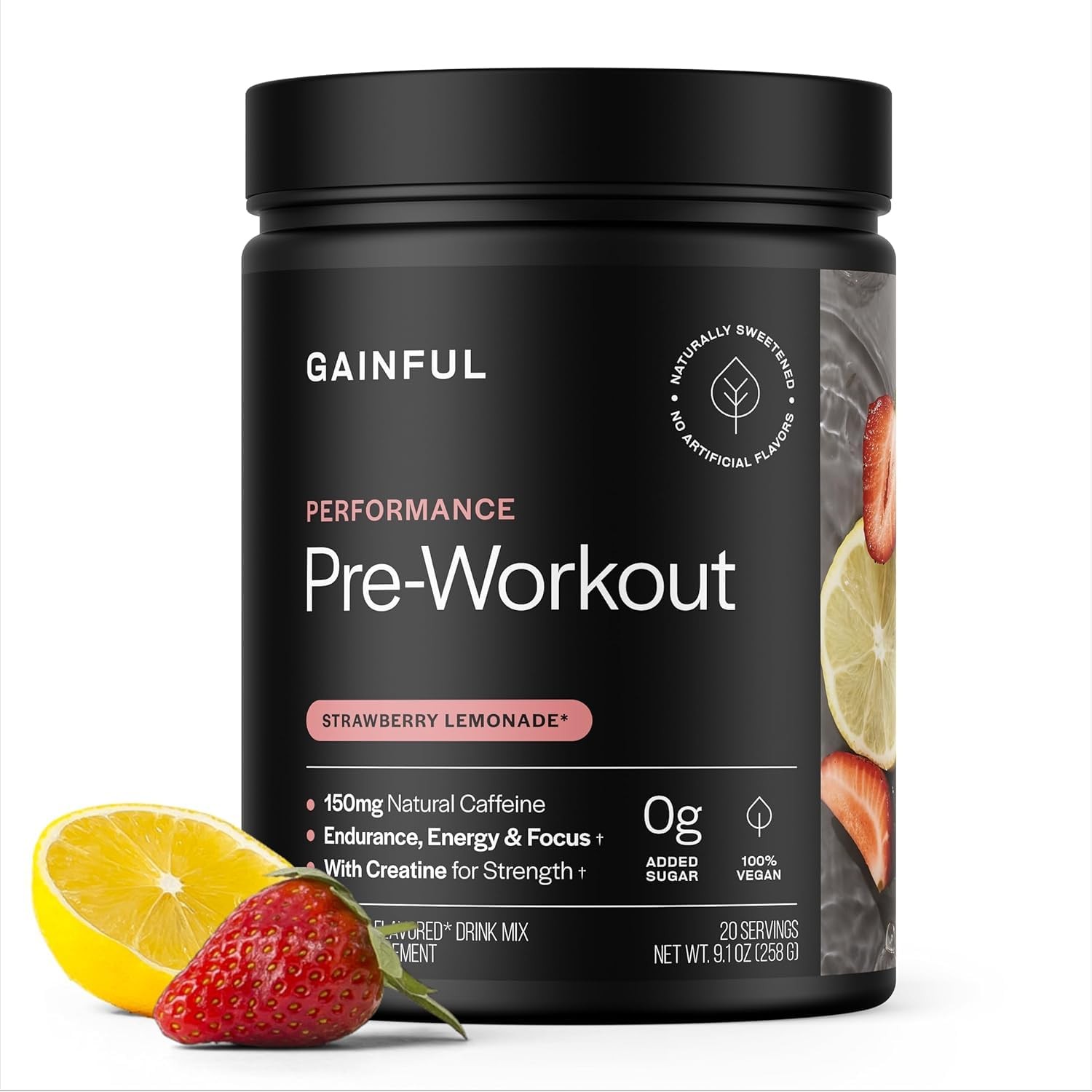 Gainful Performance Pre Workout Powder Natural Strawberry Lemonade Flavor