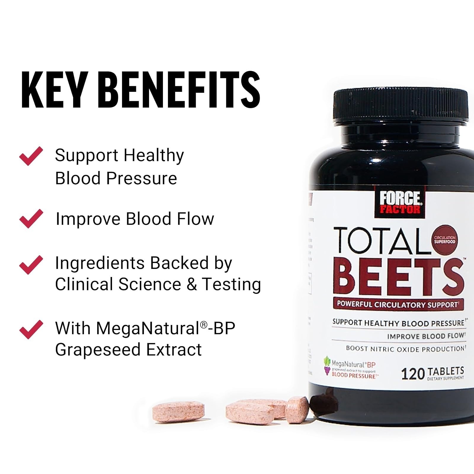 Force Factor Total Beets Blood Pressure Support Supplement 120 Count