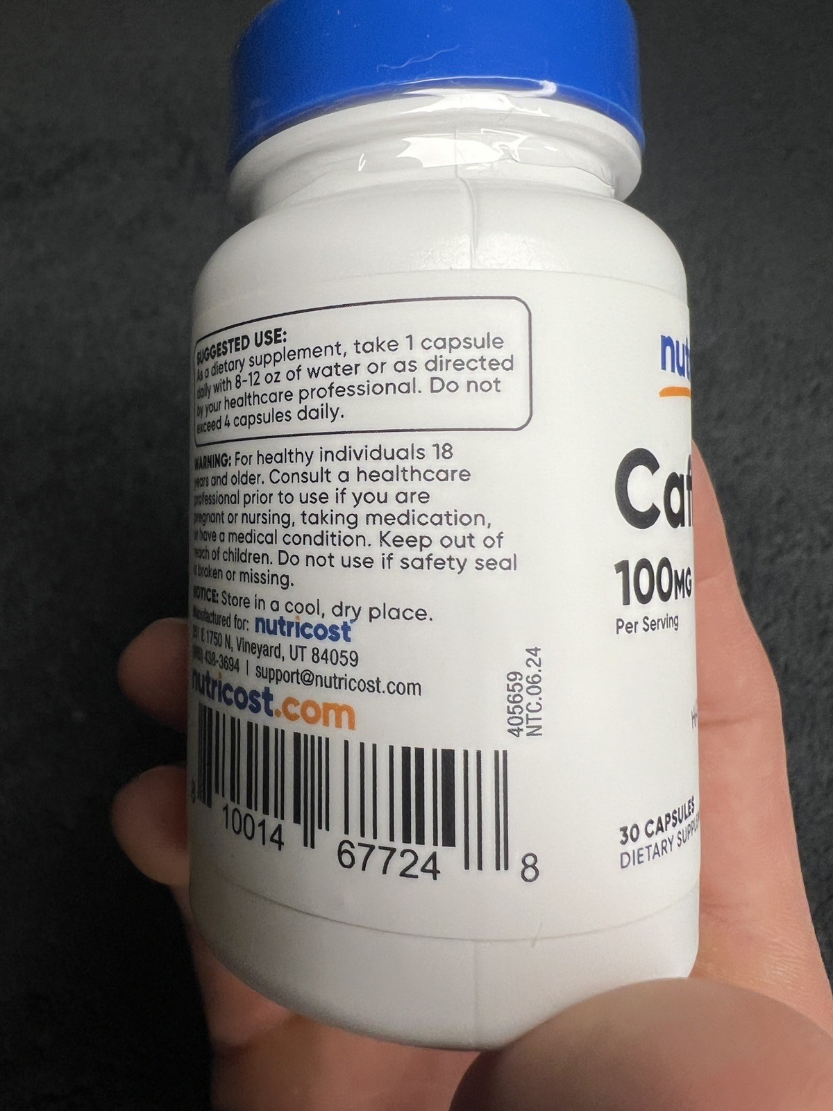 Nutricost Caffeine Pills 100mg, 30 Capsules