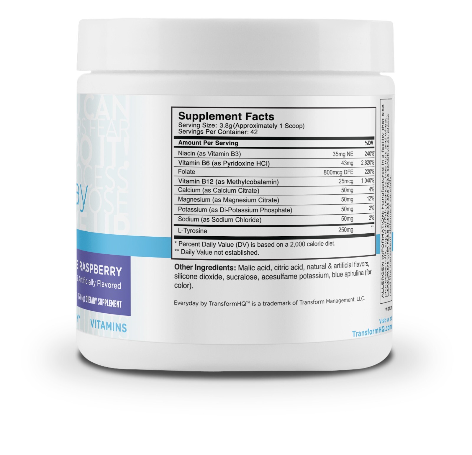 TransformHQ Hydration 42 Servings (Blue Raspberry) – Electrolytes