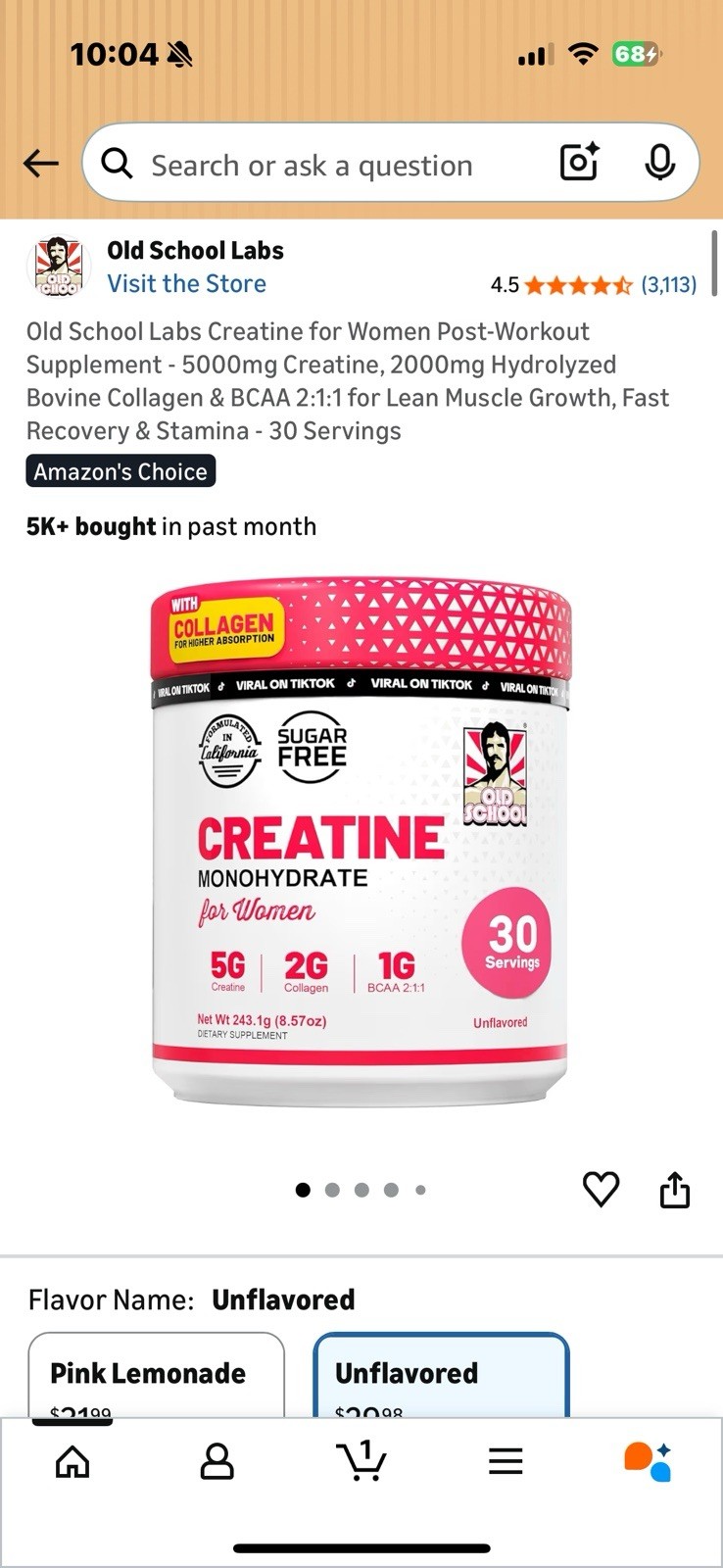 Old School Labs Creatine for Women Post-Workout Supplement – 5000mg Creatine