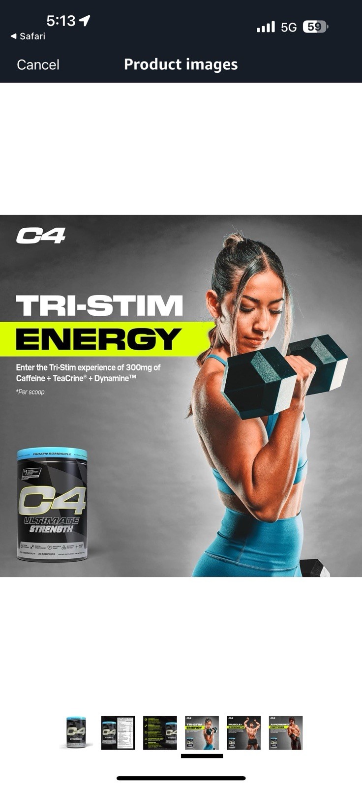 C4 Ultimate Strength, Pre-Workout, Frozen Bomsicle, 1.23 lbs (558 g) 20 servings