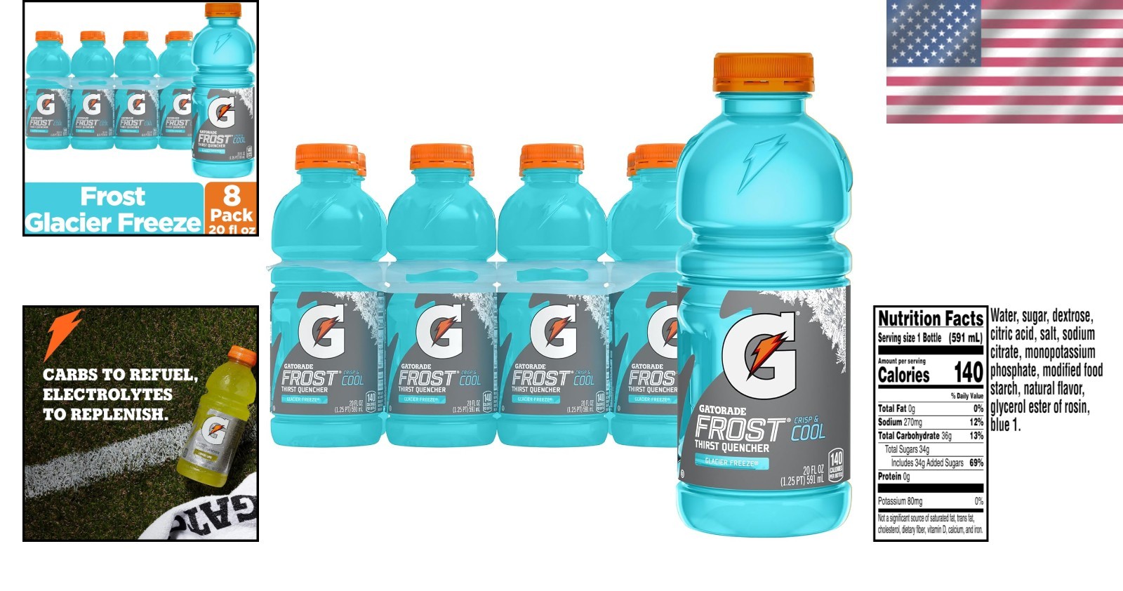 20 Fl Oz Bottles of Gatorade Glacier Freeze, 8 Pack – Ultimate Sports Hydration