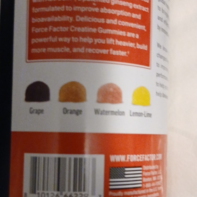Force Factor Creatine Monohydrate Gummies Assorted Fruit 150 ct 5g