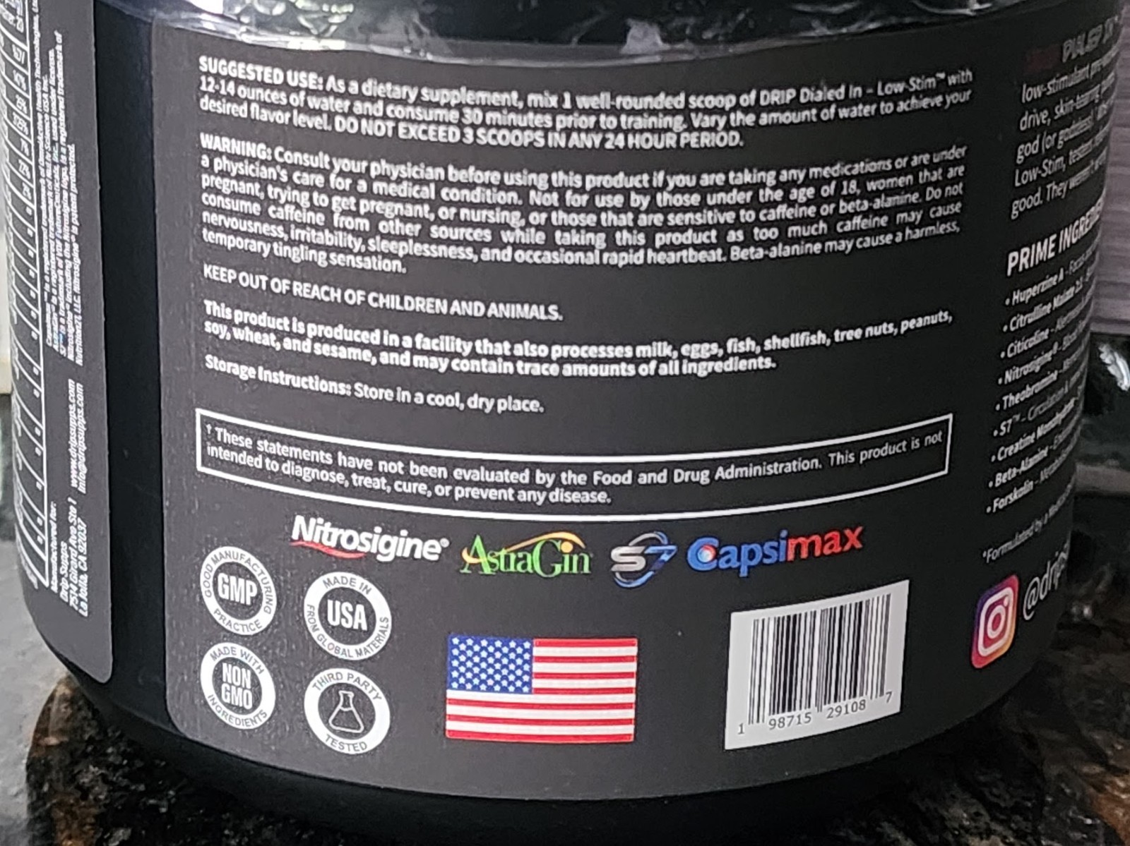DRIP PRE WORKOUT POWDER – 19.71 oz – FRUIT PUNCH – FREE SHIPPING!