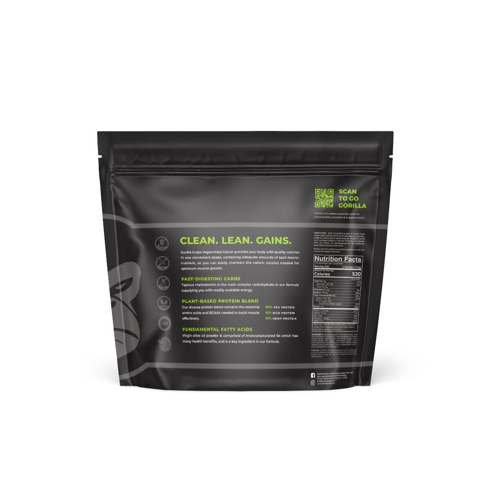– Chocolate Vegan Mass Gainer – 5 lb Natural High Calorie Protein Po