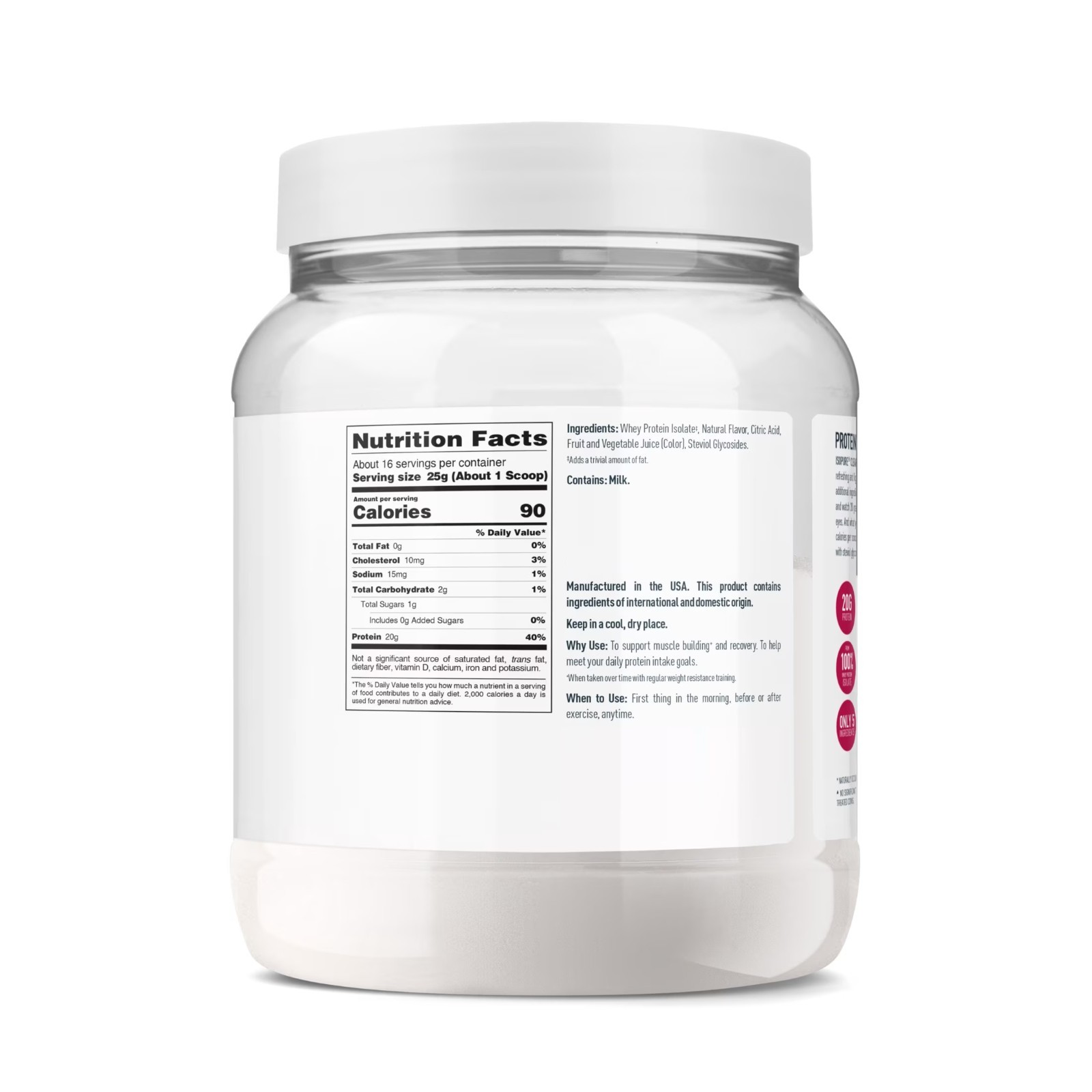 Isopure Clear Low Carb 100% Whey Protein Isolate Powder, Mixed Berry, 20g Protei