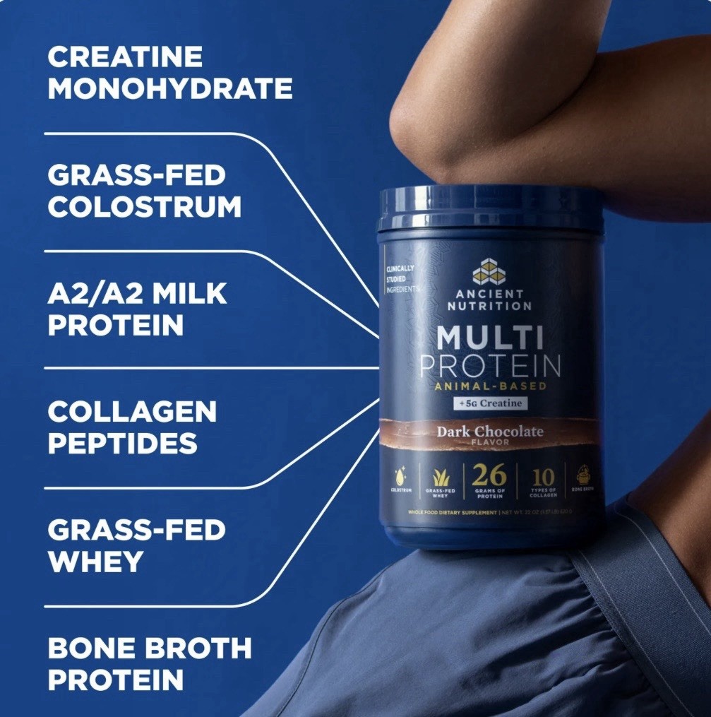 Ancient Nutrition Animal-Based Multi Protein +5g Creatine Dark Chocolate 22 oz