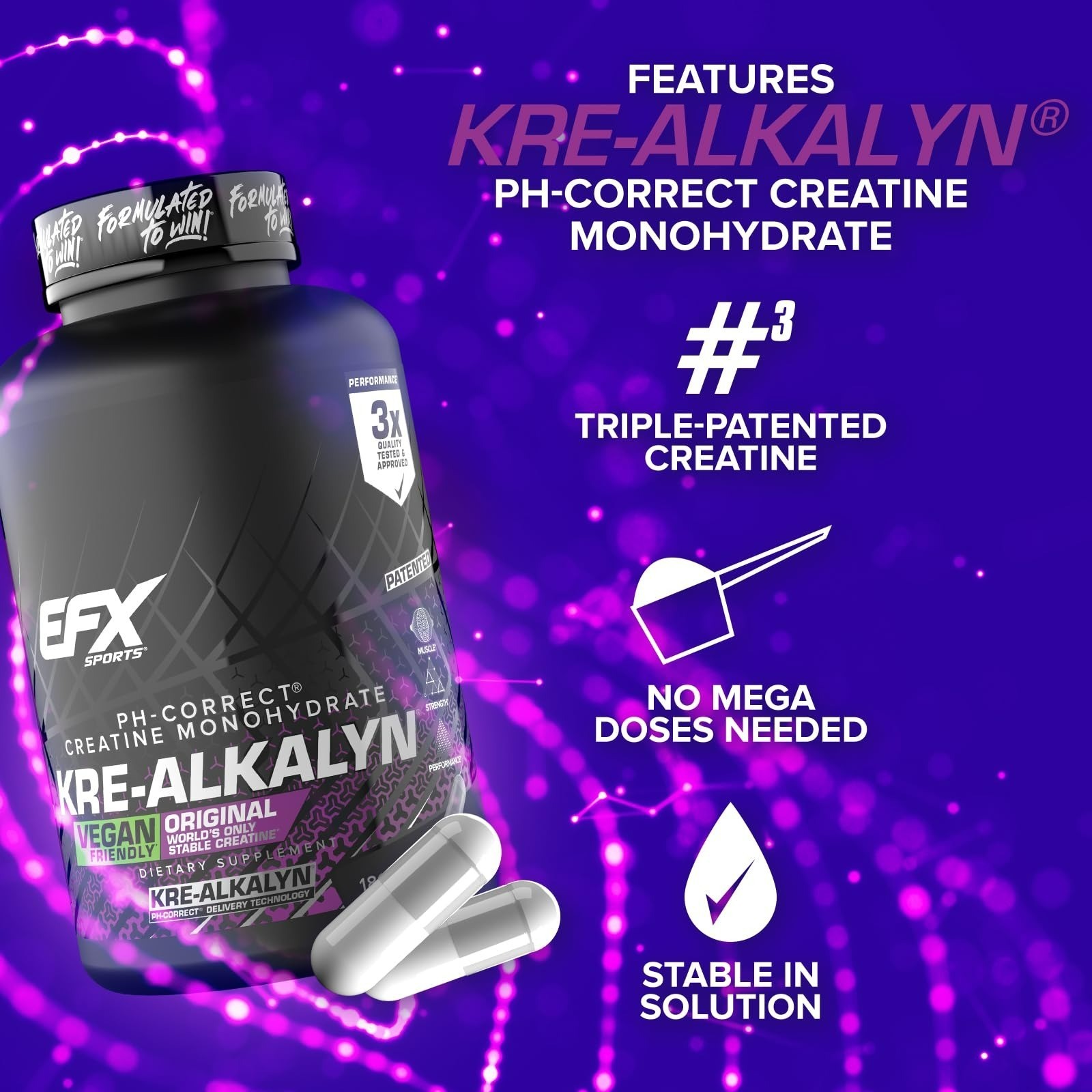 Kre-Alkalyn EFX Creatine Monohydrate Capsules | Vegan | Muscle Growth