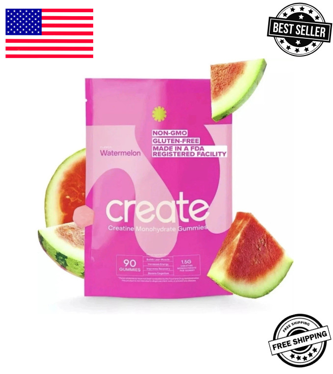 Create Creatine Gummies 90ct 1.5g Vegan Gluten-Free Focus Strength Endurance