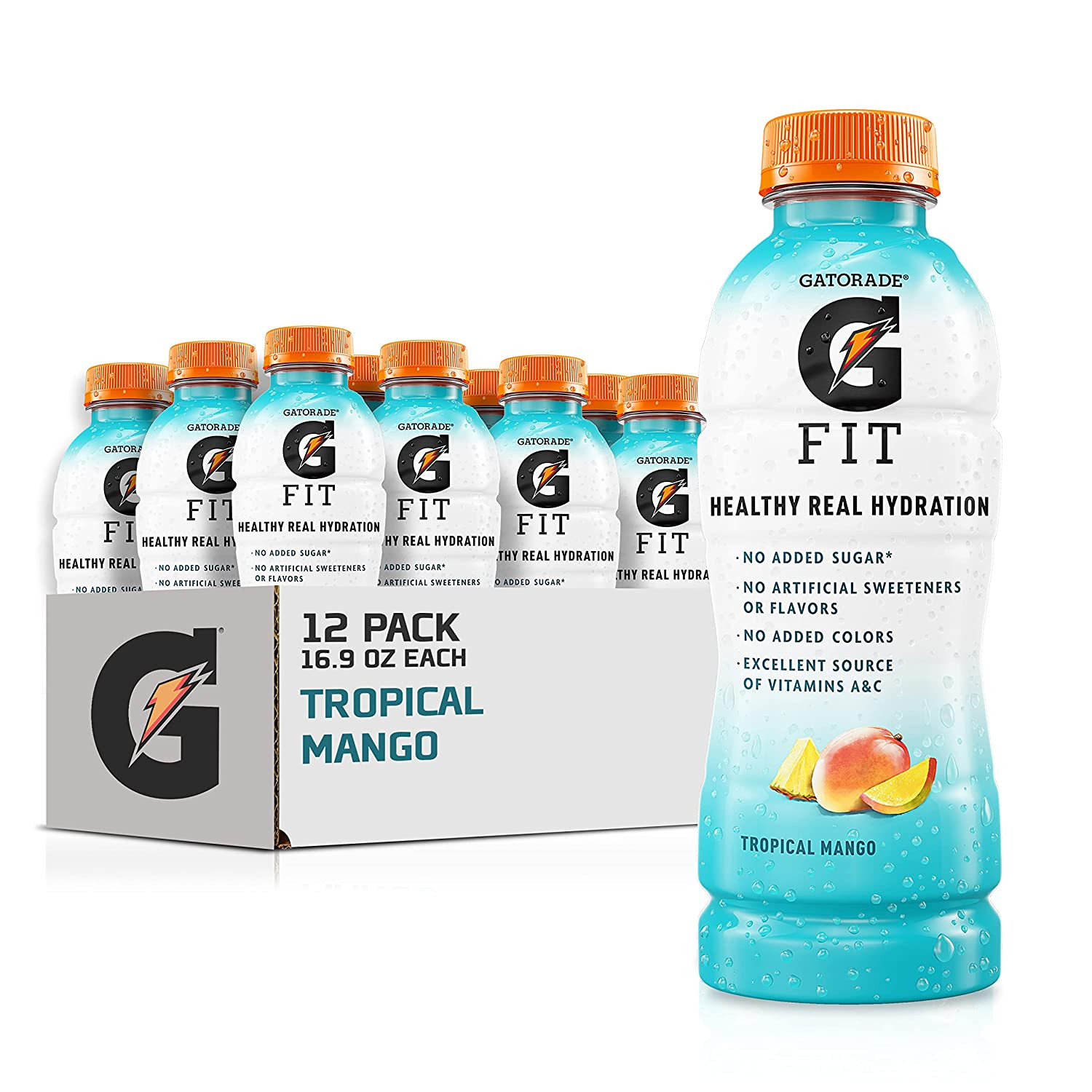 Gatorade Fit Electrolyte Beverage, Healthy Real Hydration, Tropical Mango, 16.9.