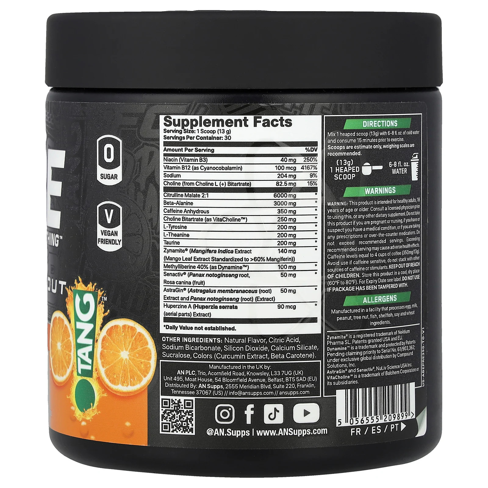 ABE Pre-Workout, Tang™, Orange, 13.75 oz (390 g)