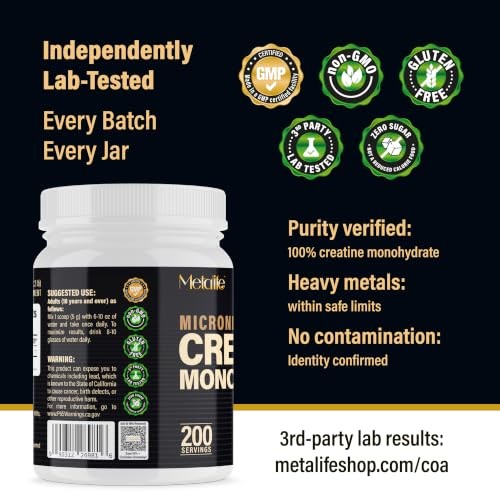 Creatine Monohydrate Powder 1000g 200 Servings Micronized Unflavored