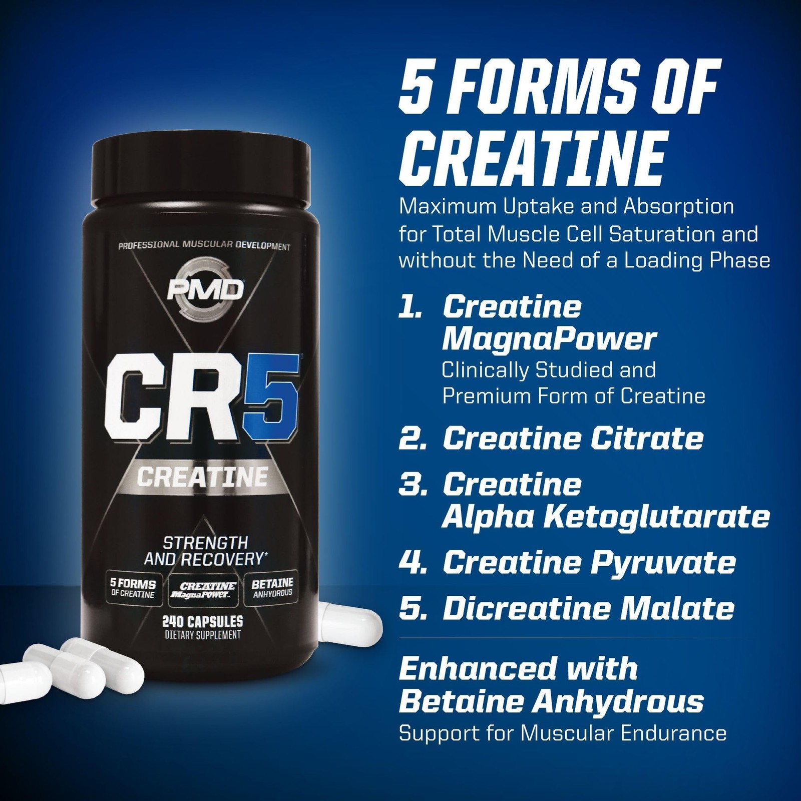 PMD Sports CR5 Professional Creatine Complex – Improved Recovery, Reduce