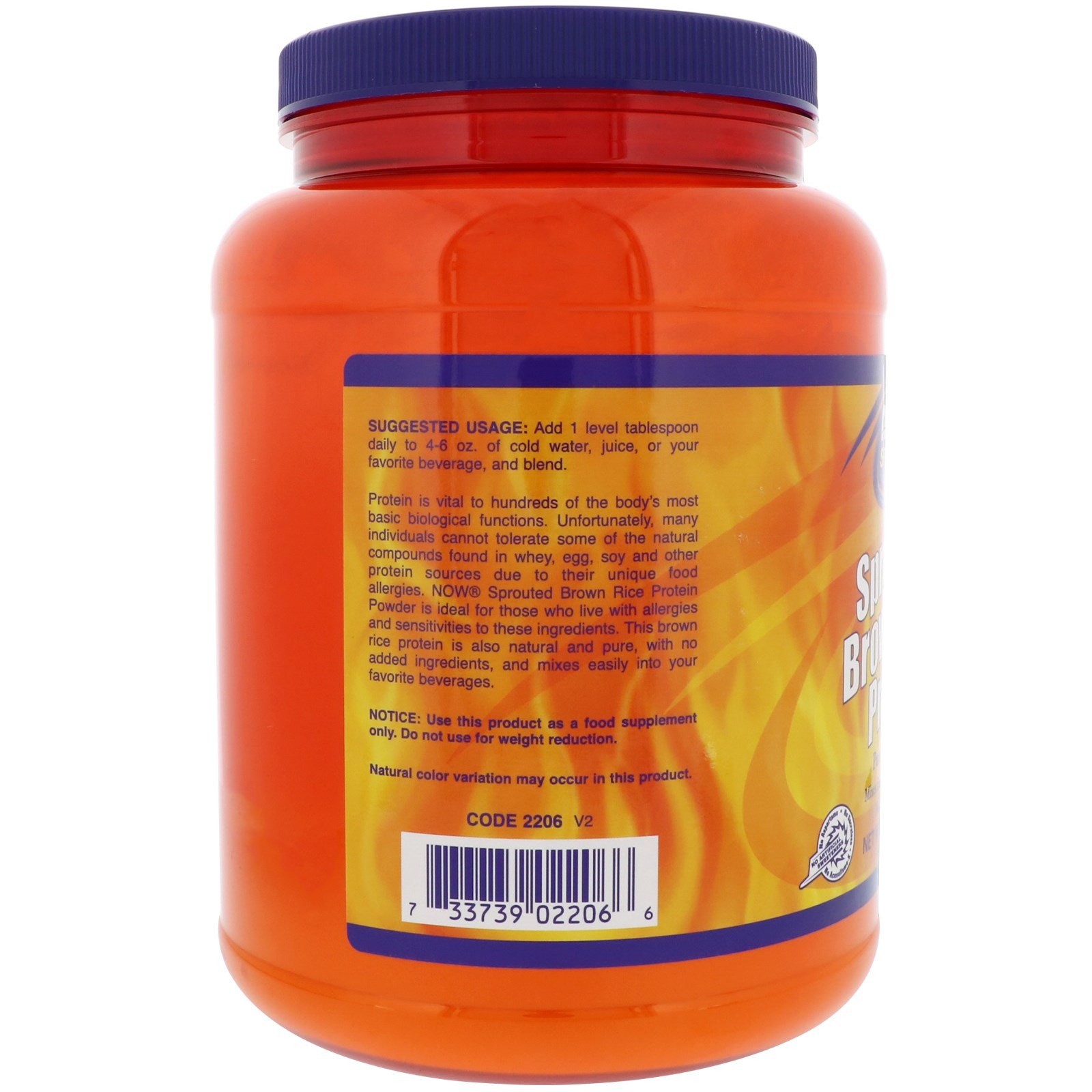 Sports, Sprouted Brown Rice Protein Powder, Pure Unflavored, 2 lbs (907 g)