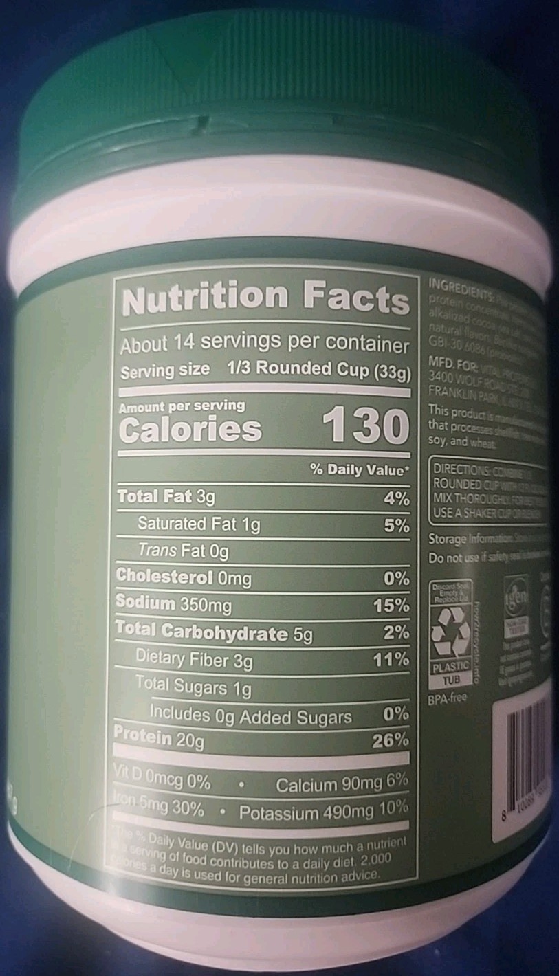 VITAL PROTEINS Plant Protein Powder Chocolate Flavor 15 Oz Exp 3/27