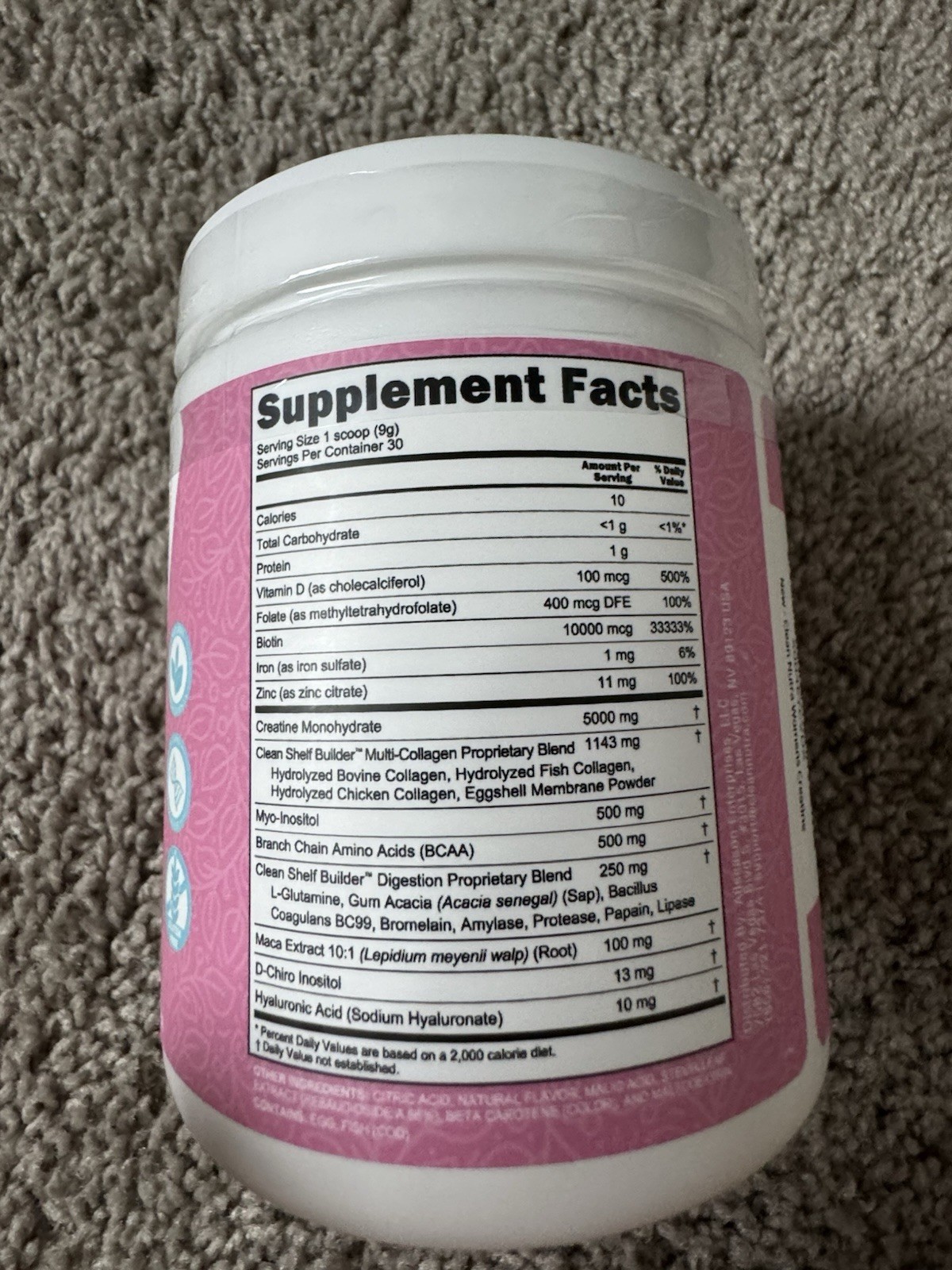 Clean Nutra Creatine Monohydrate Powder 5000mg Women BCAA Collagen 9.48oz