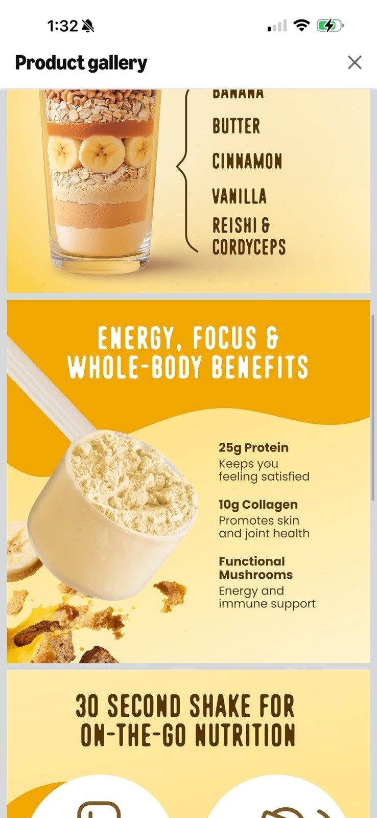 FlavCity Banana Bread Protein Smoothie Powder 910g Grass Fed Non-GMO Gluten-Free