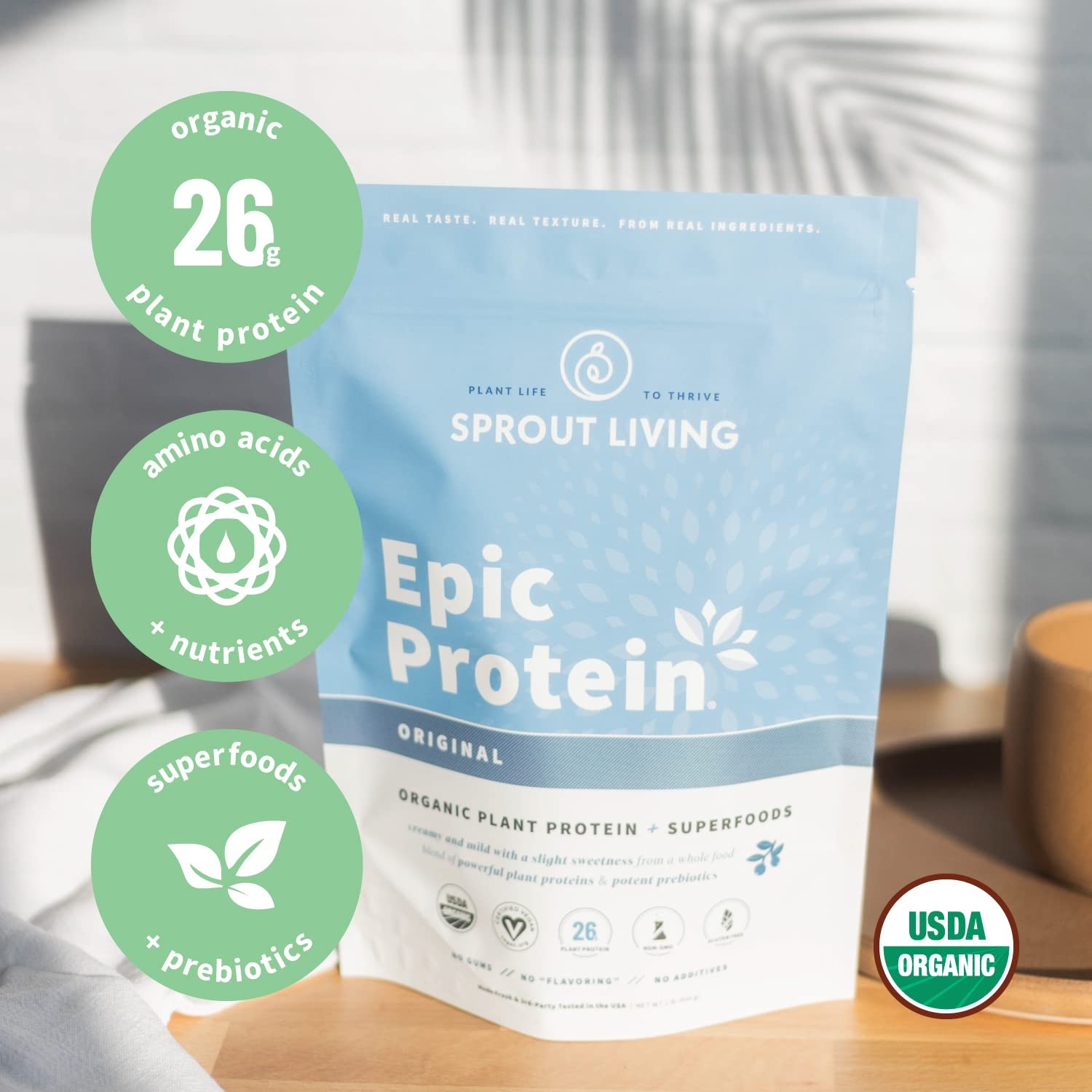 Sprout Living Plant Based Protein Superfoods Powder Original Unflavored Organic