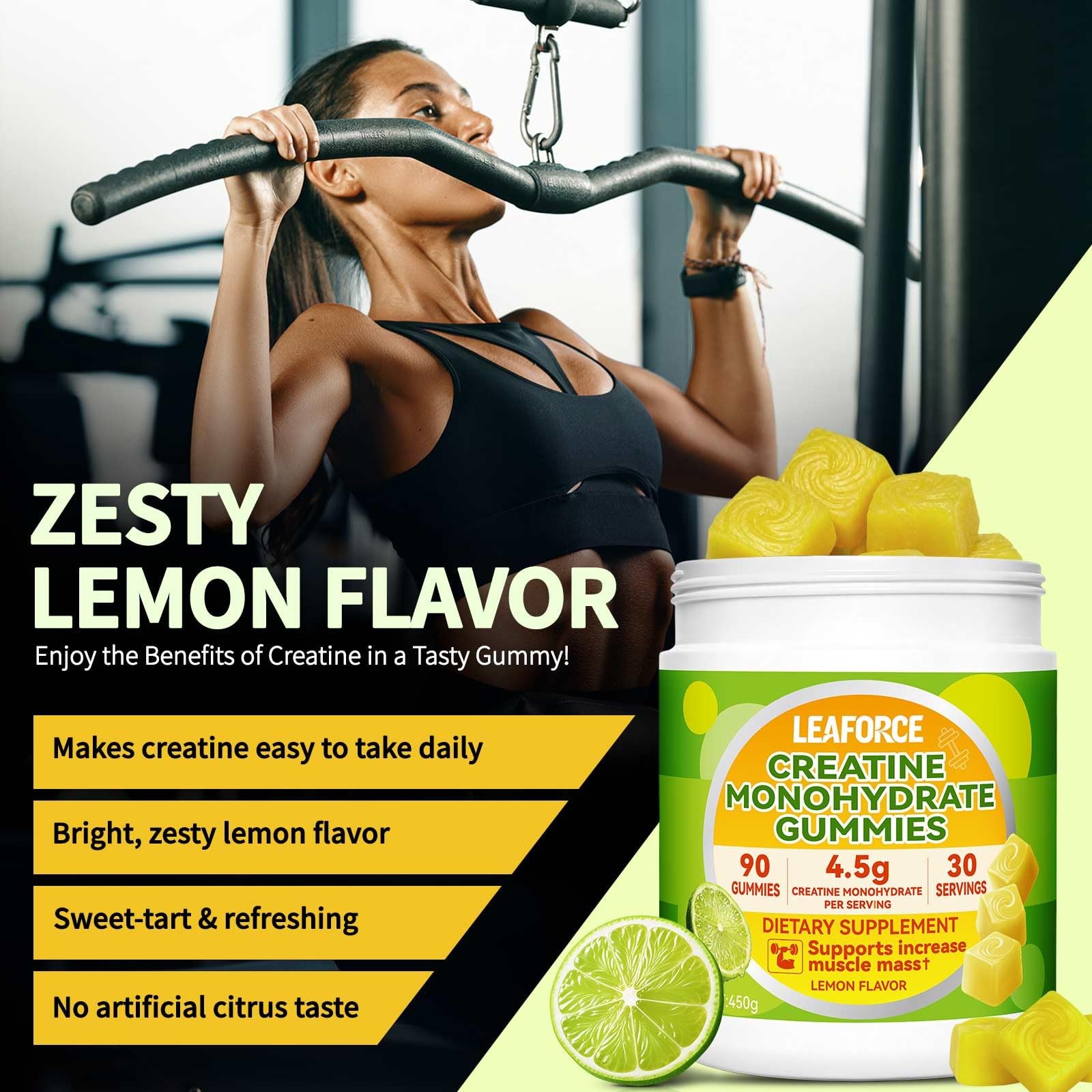 Creatine Monohydrate Gummies for Men & Women, 4.5g Creatine Monohydrate per S…