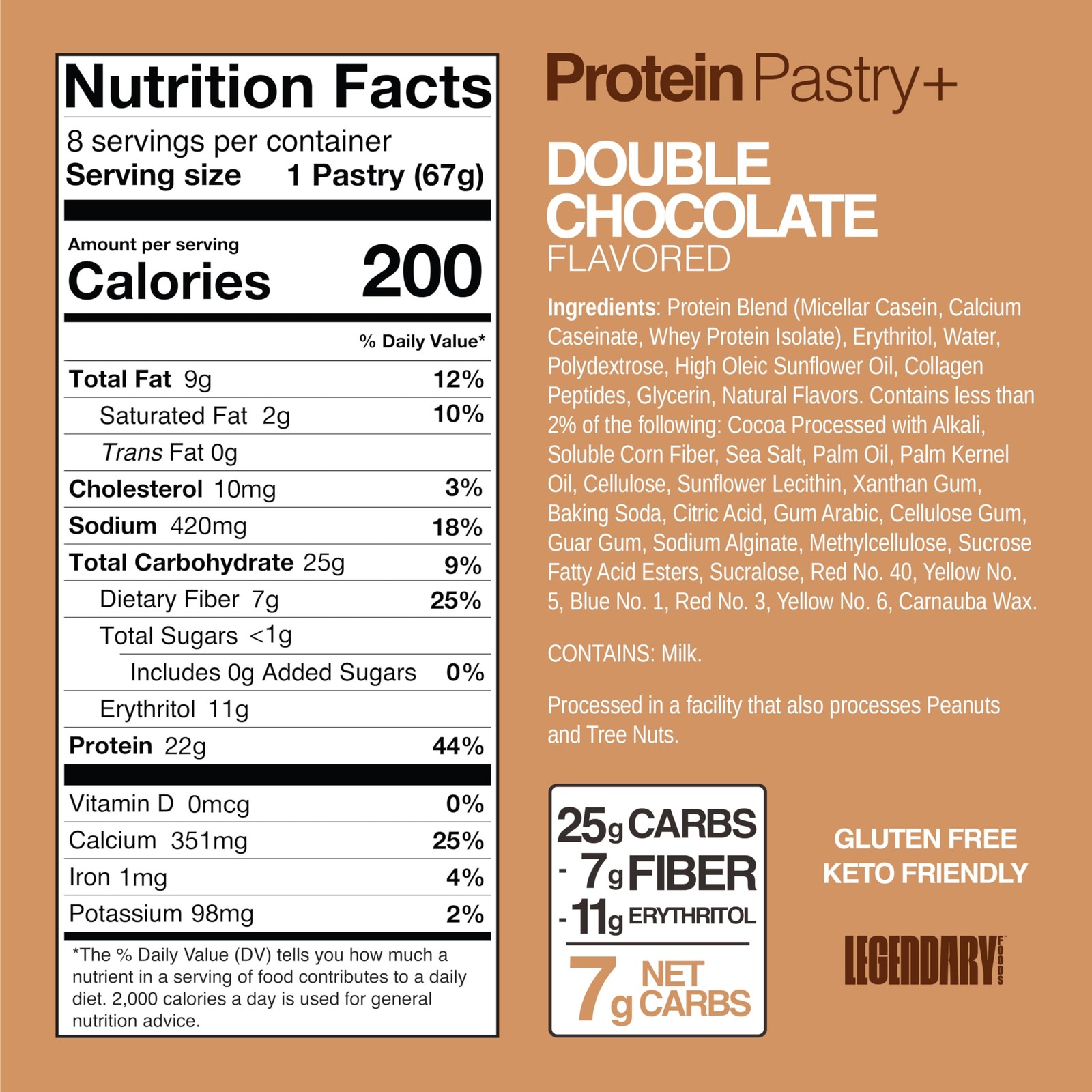 Legendary Foods Double Chocolate 22g Protein Pastry, Low Carb, 0g Sugar, Keto