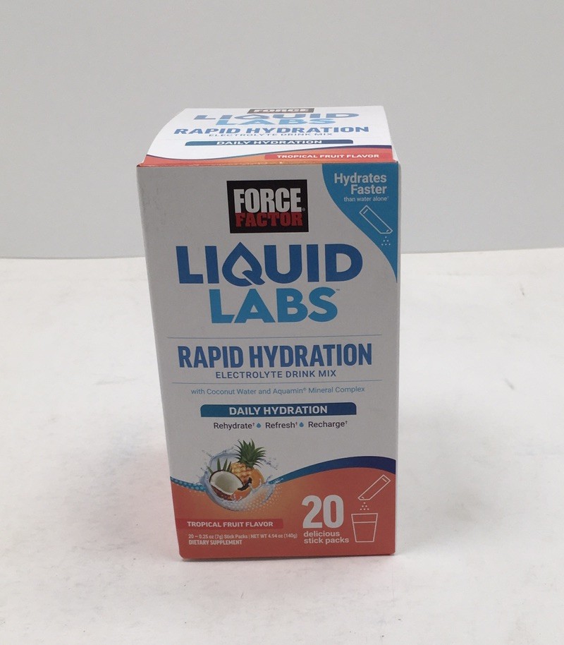 2X FORCE FACTOR RAPID HYDRATION TROPICAL FRUIT ELECTROLYTE PACKETS EXP 10/26