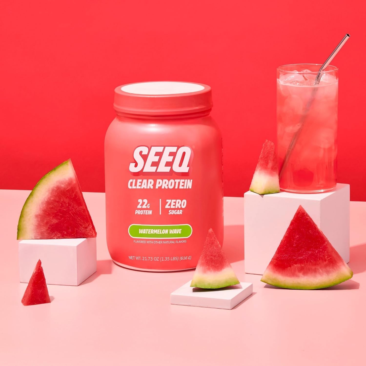 Clear Whey Protein Isolate Powder Watermelon Wave 22 Servings 22g Zero Sugar
