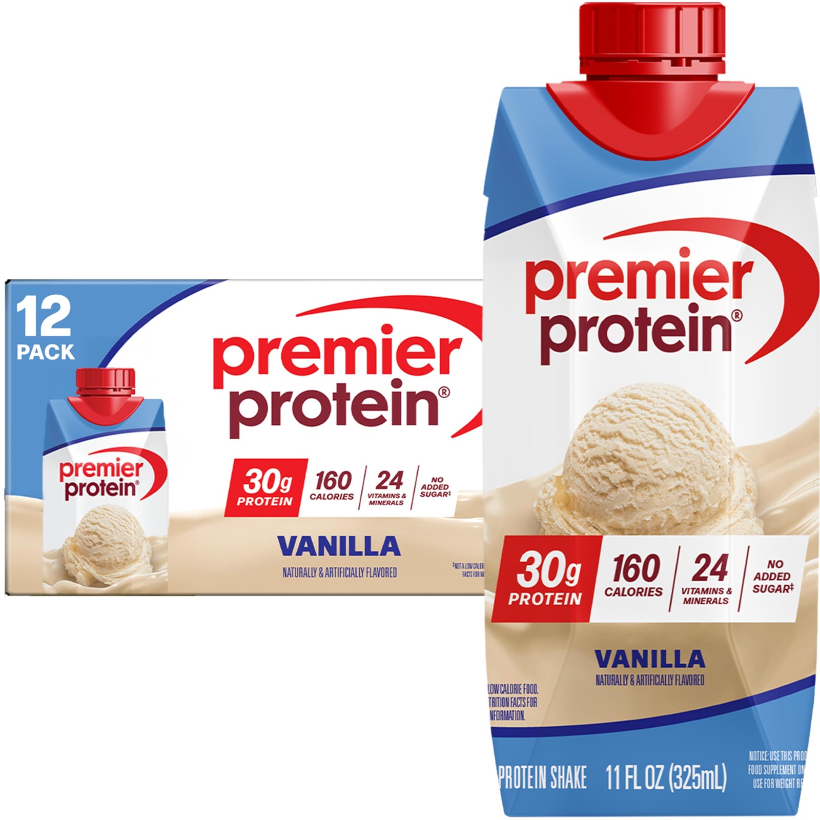 Premier Protein Shake, Vanilla, 30g Protein, No Added Sugar, 24 Vitamins Min…
