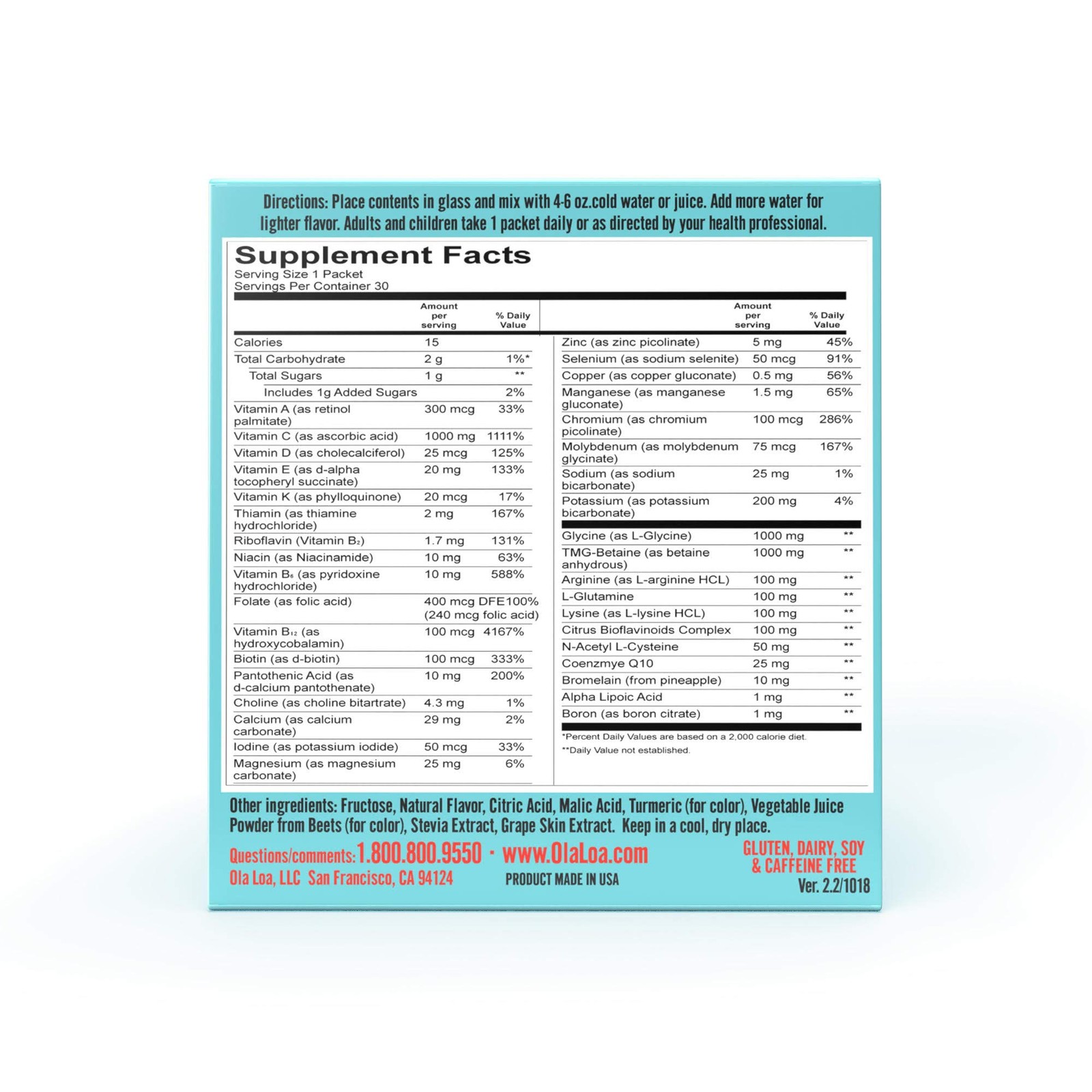 Ola Loa Energy Tropical Multi Vitamin Drink Mix – Amino Energy Powder, Gluten Fr