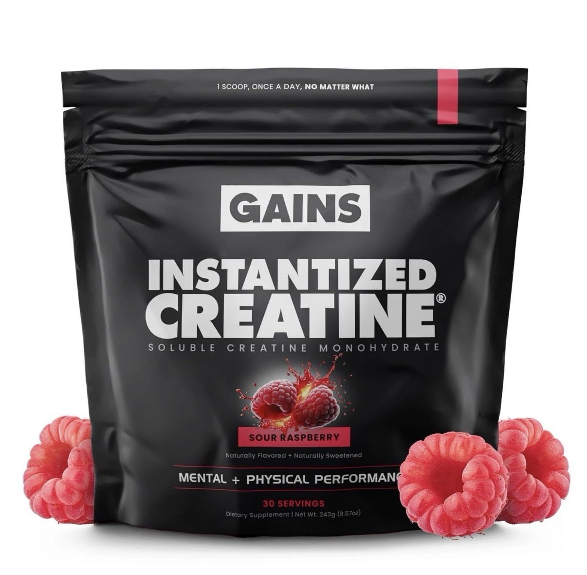 Gains in Bulk Sour Raspberry Instantized Creatine Monohydrate for Women and Men