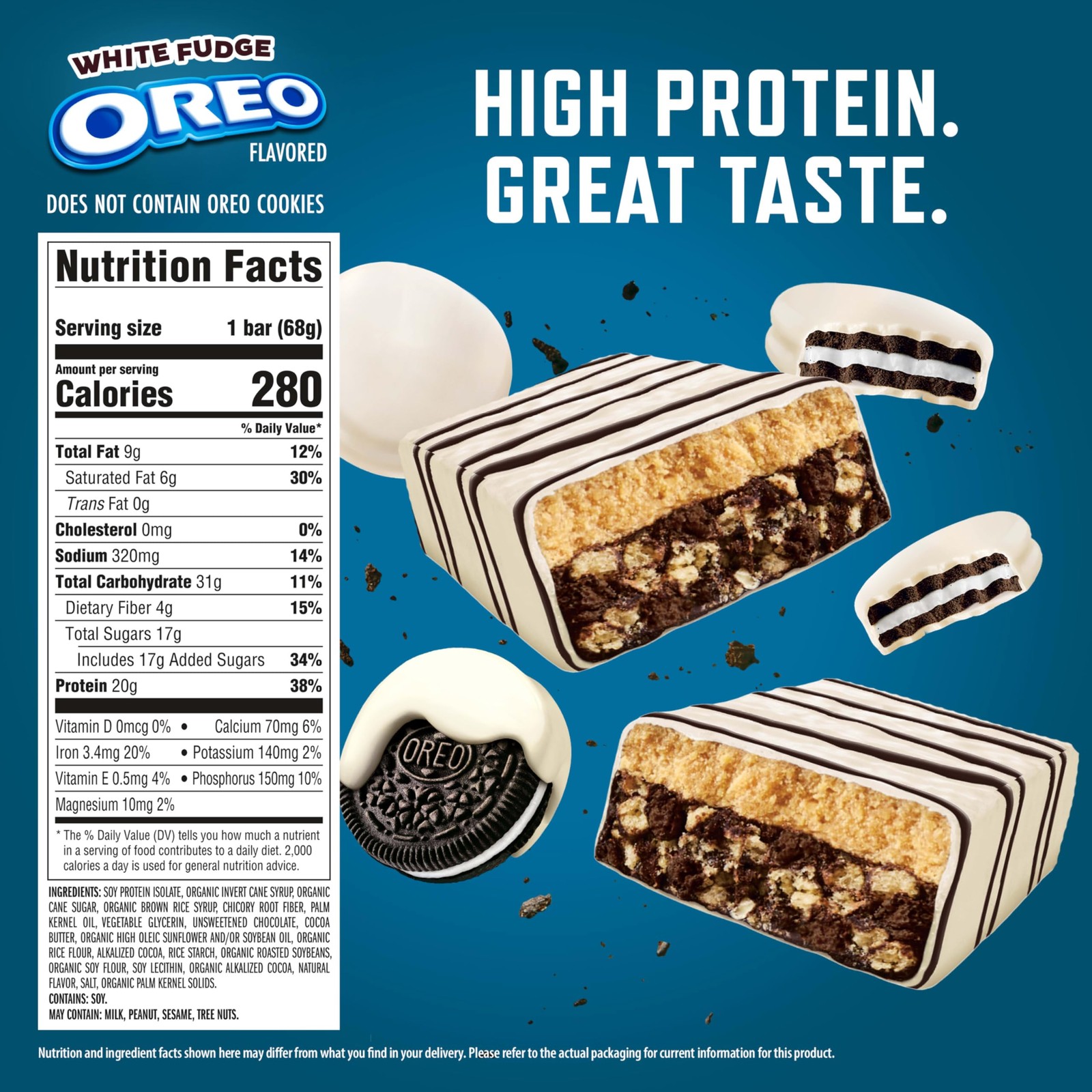 CLIF BUILDERS Protein Bars, White Fudge OREO-Flavored, 20g 5.25″ x 2.25″
