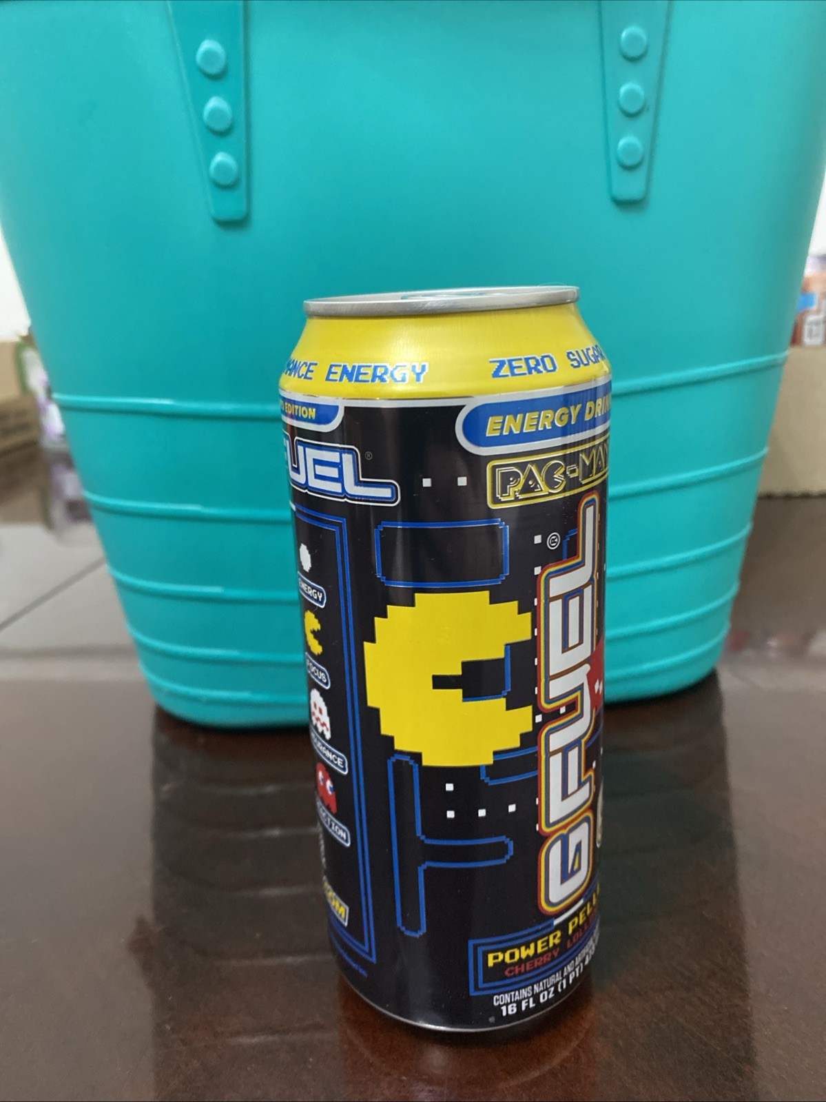 G-Fuel Pac Man Energy Drink Full Can 16 Fl Oz Cherry Lollipop Video Game Arcade