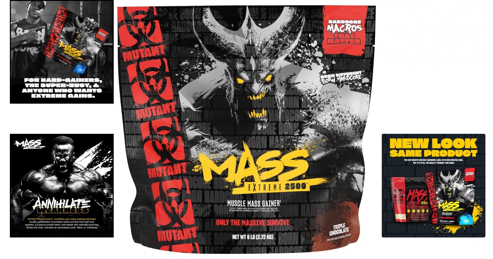Muscle Mass Gainer Whey Protein Powder 6 lb Triple Chocolate Build Size