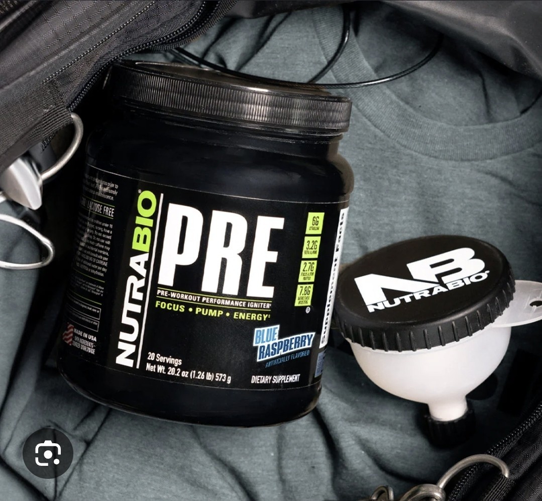NutraBio PRE Pre-Workout Powder Blue Raspberry 20.2 oz 20 Serv Citrulline SEALED