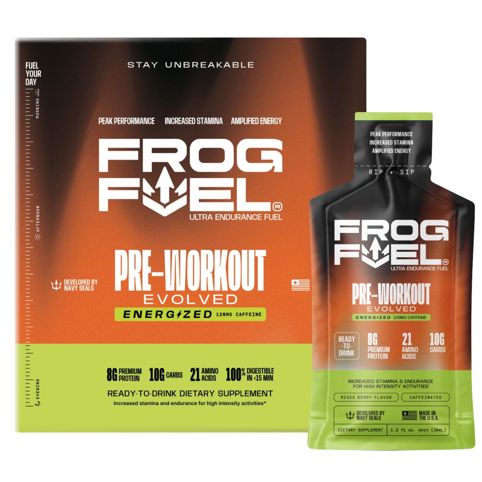 Frog Fuel Ultra Energy Gel & Energized Pre Workout Shot – 24 Pack