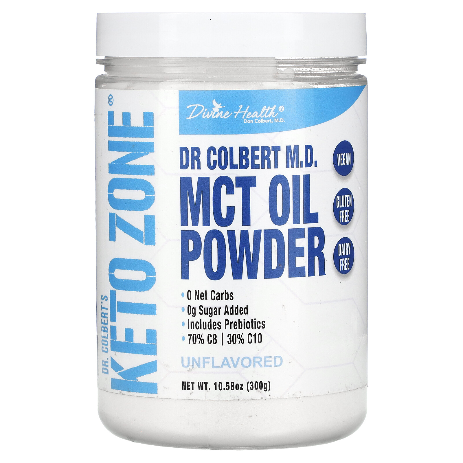 Dr. Colbert’s Keto Zone, MCT Oil Powder, Unflavored, 10.58 oz (300 g)