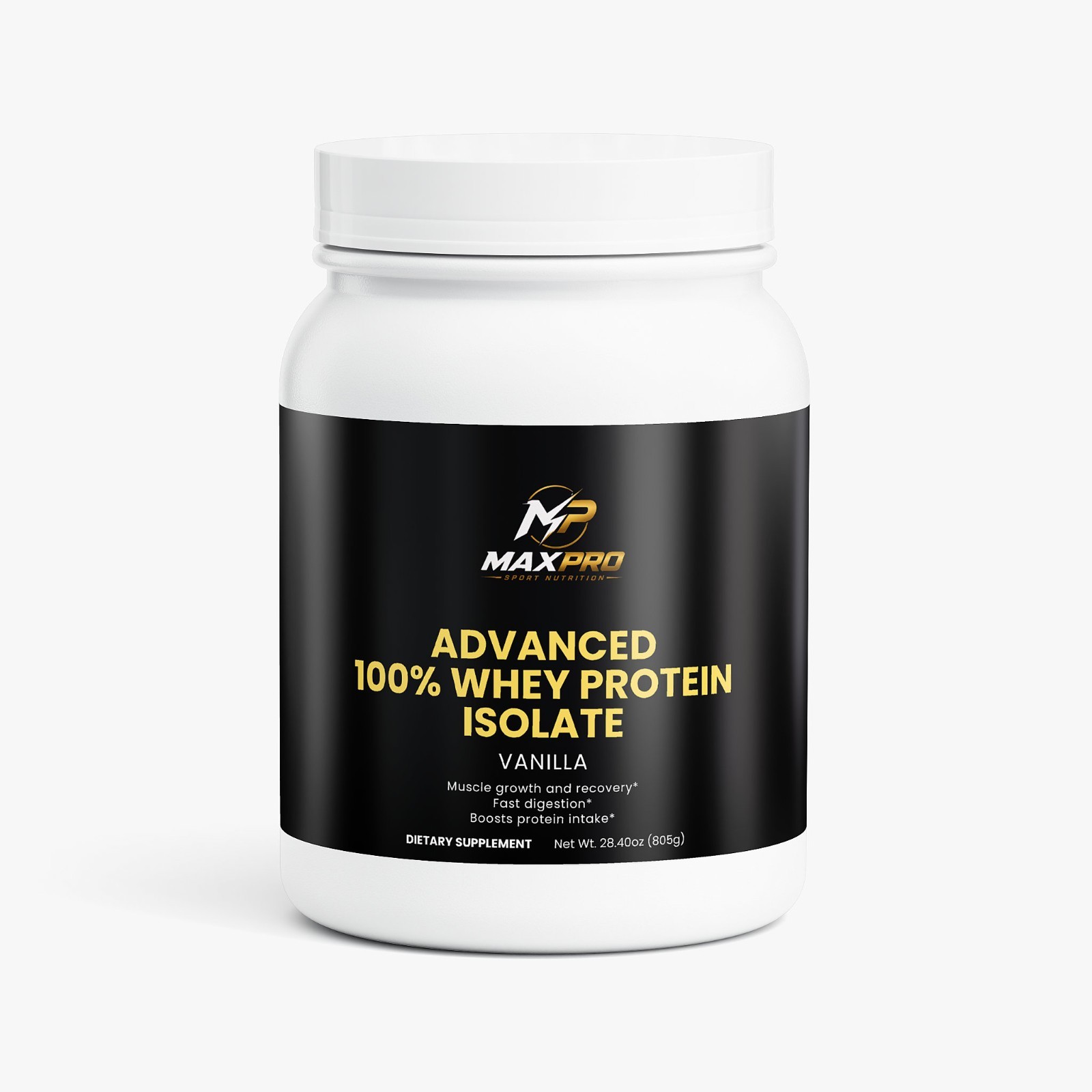 Whey Protein Isolate Vanilla Powder 28.4oz High Protein Muscle Recovery