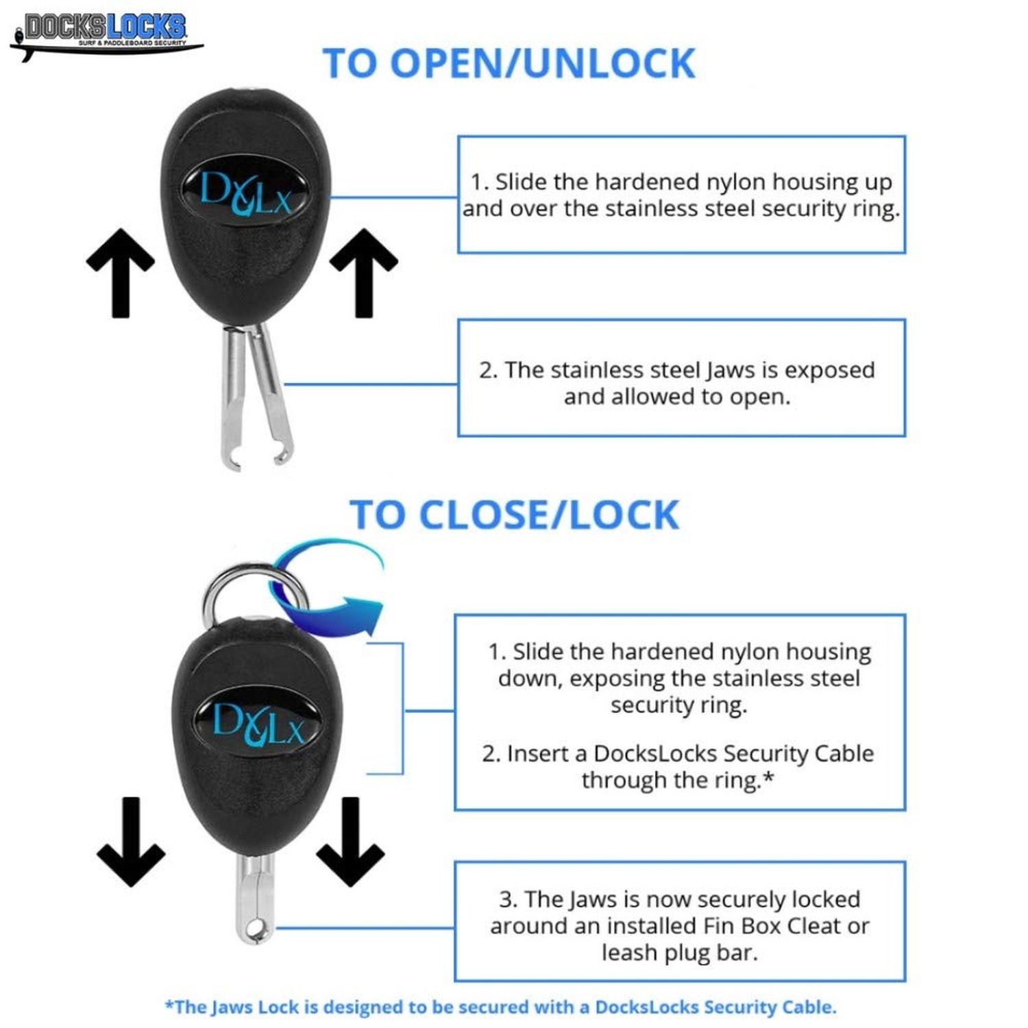 DocksLocks Extra DXLX Jaw Surfboard Security Lock Accessory