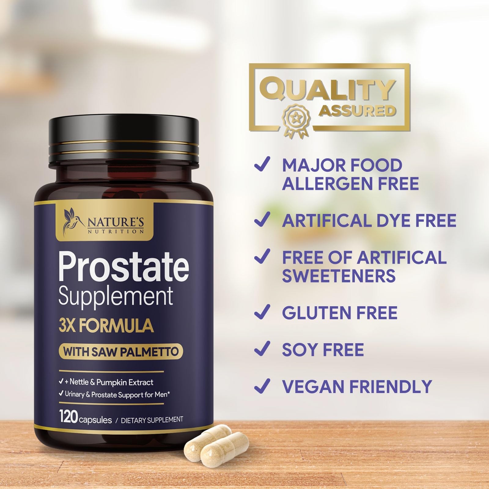 Prostate Health Supplements for Men 1000mg – 3X 120 Count (Pack of 1)