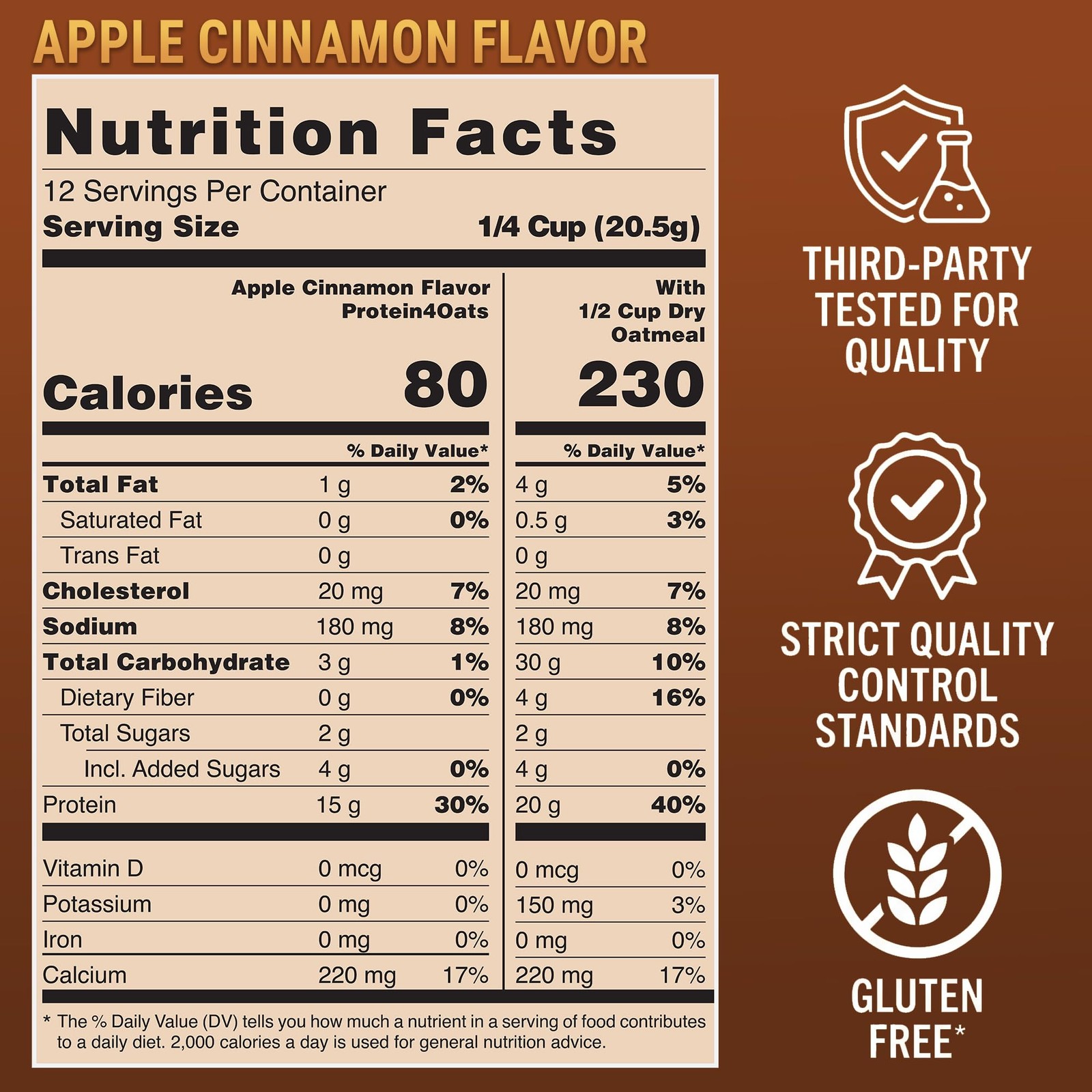 PEScience Protein4Oats, Protein Powder to Make 8.5 Ounce (Pack of 1), White