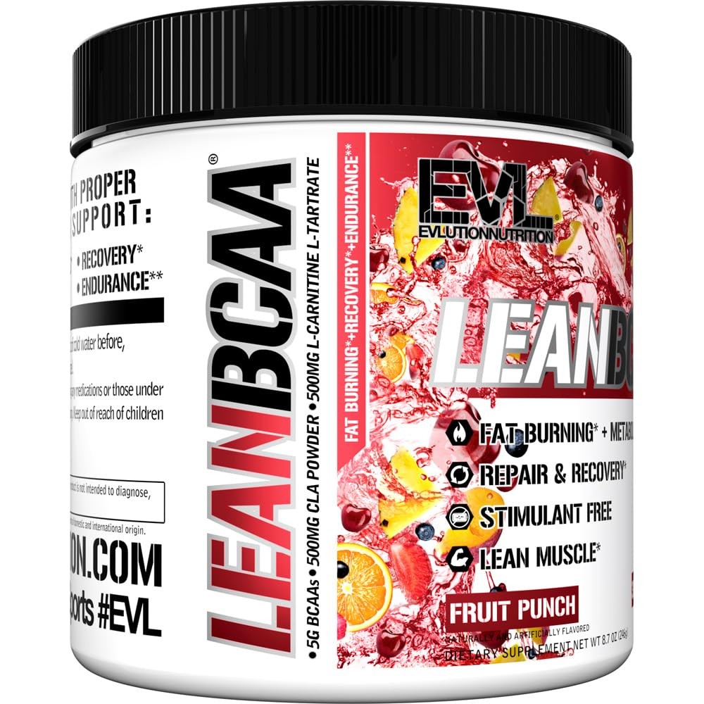 Evlution Nutrition Lean Bcaa Amino Acid Powder Fruit Punch 9.4 Ounce