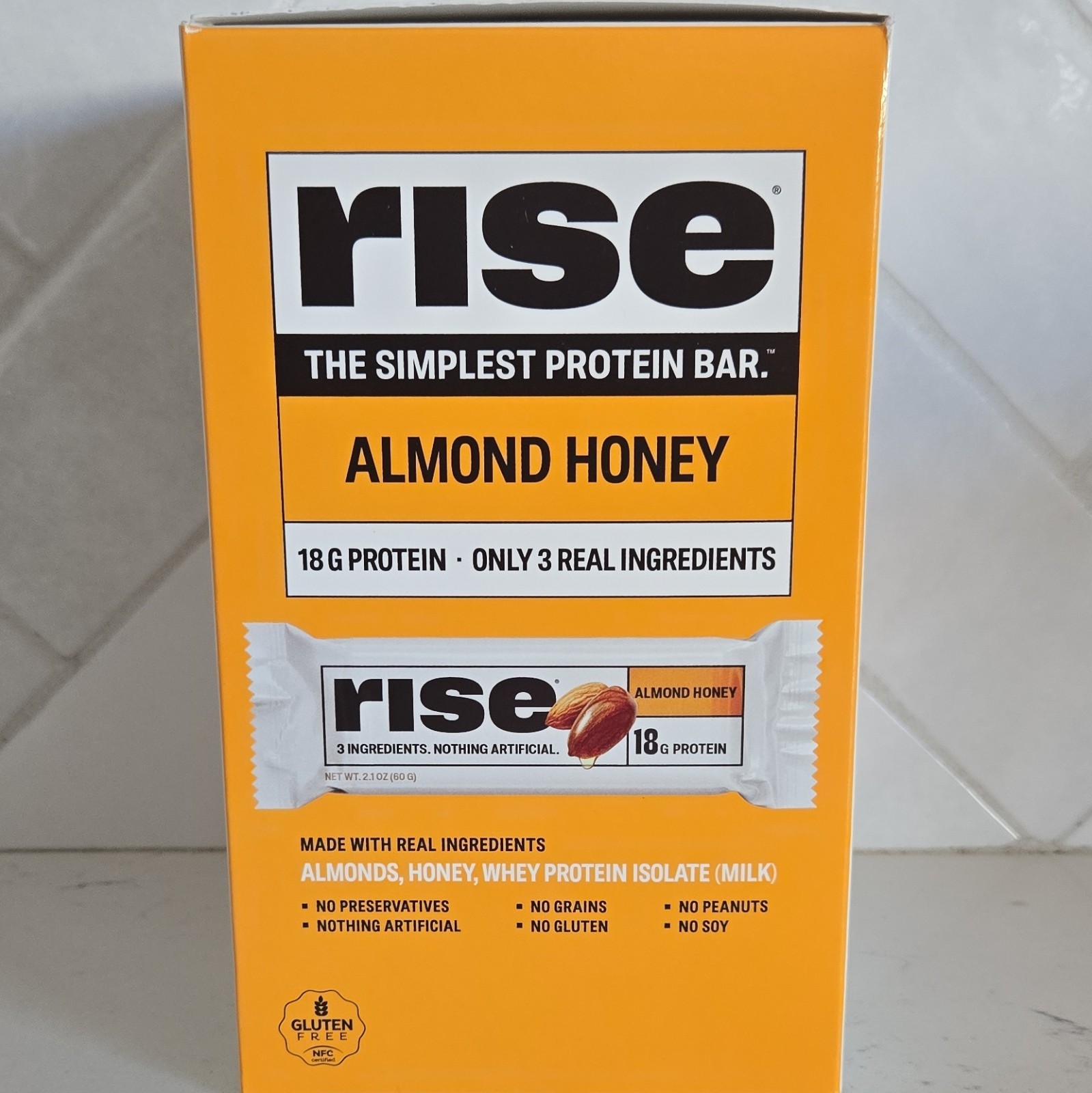 Rise Simplest Protein Bar 16 Bars (8) Almond Honey & (8) Honey Cinnamon