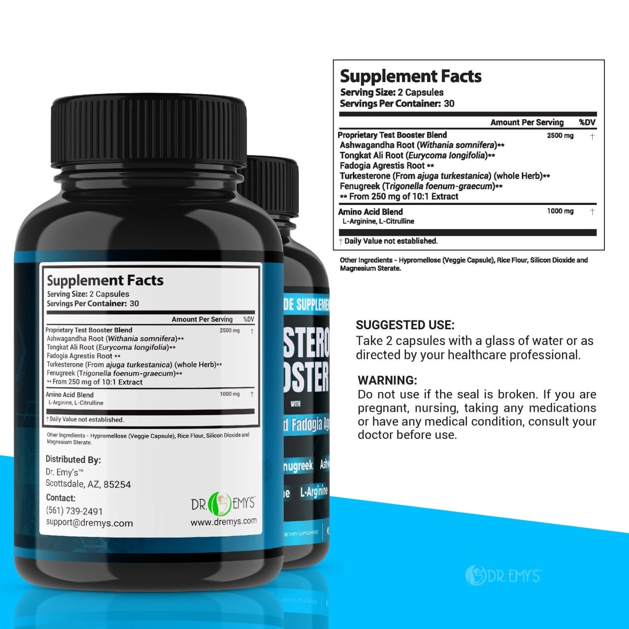 (1 Pack) Testosterone Supplement Booster Capsules Blood Flow Nitric Oxide