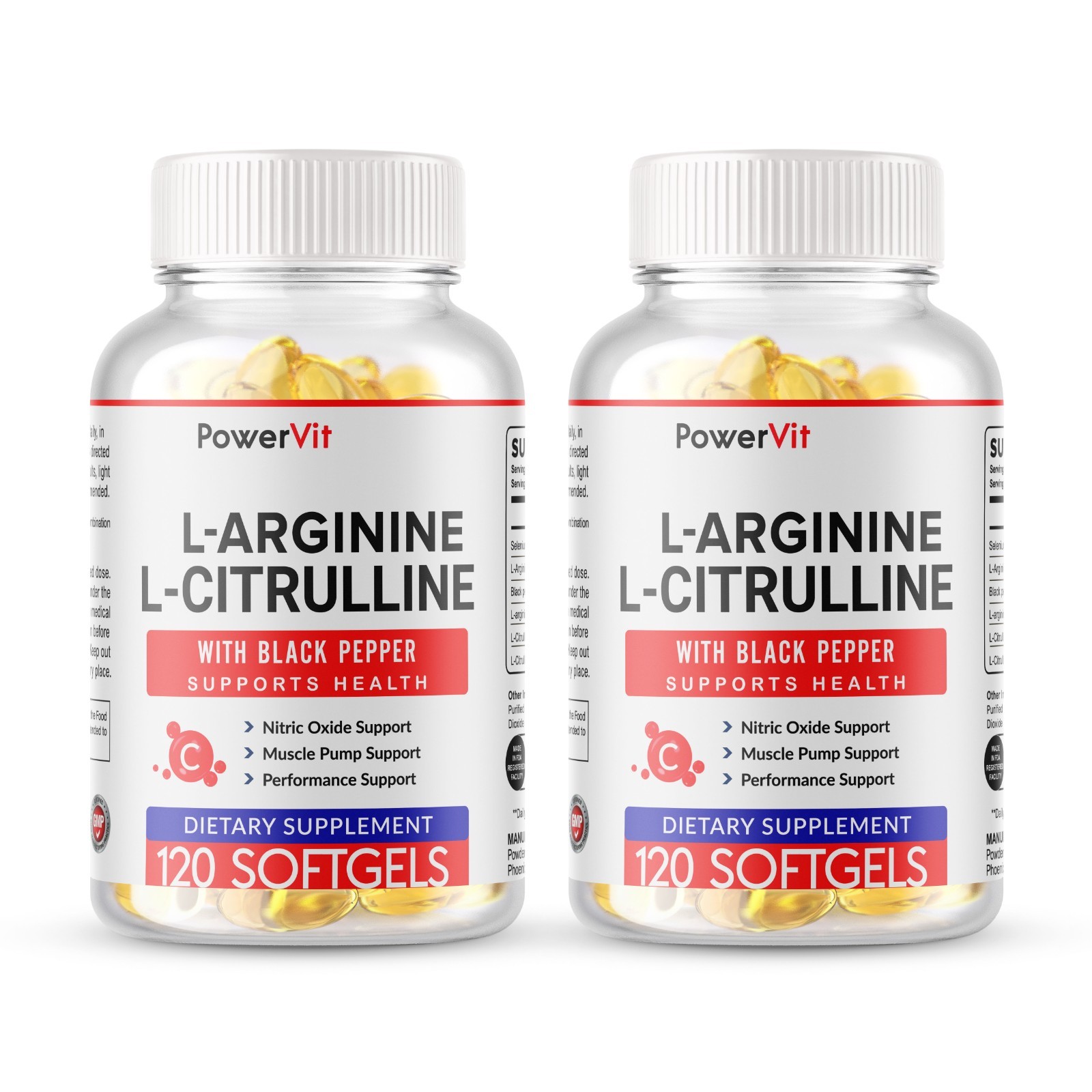 L-Arginine L-Citrulline Complex 3000mg, 240 Softgels – Non-GMO