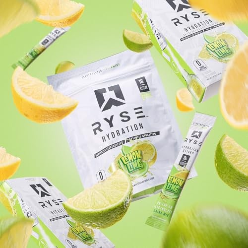 RYSE Hydration Electrolyte Powder Drink Mix Packets – Lemon Lime – Sugar-Free