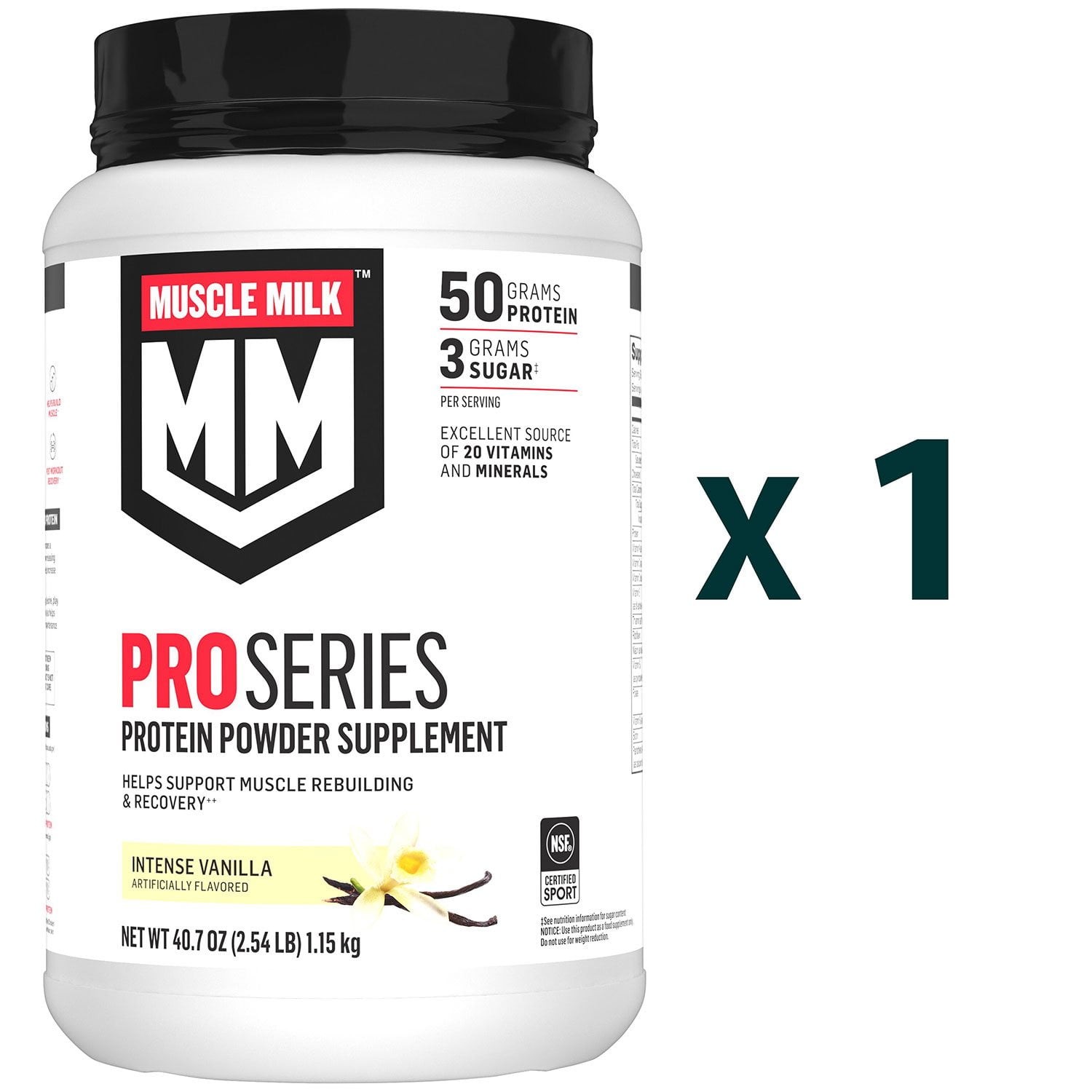 Muscle Milk Pro Series 50g Whey Protein Powder, Intense Vanilla 2.54 lbs.
